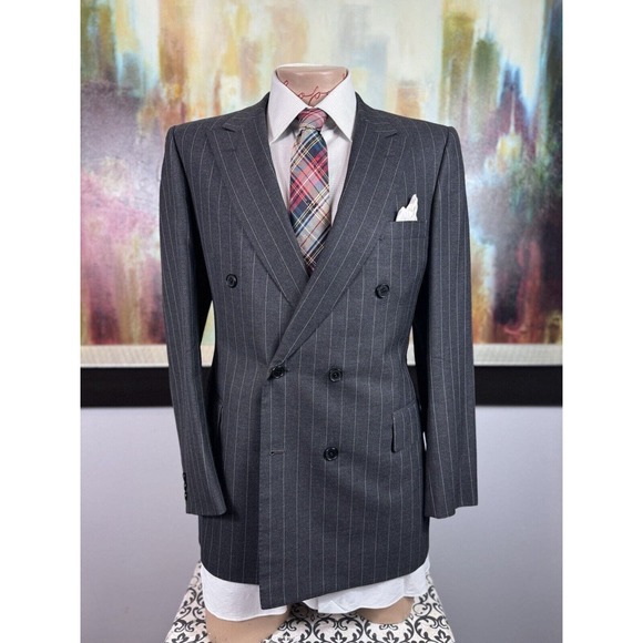 40R Mens Gieves & Hawkes Gray Pinstripe Suit - Pants 36/29 - Picture 2 of 16